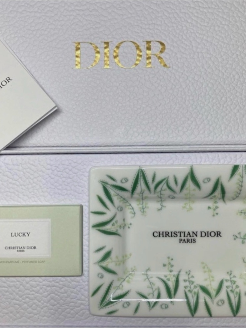 Dior Lucky Soap with Green Leaf Decorative Tray-NWT - Picture 6 of 6